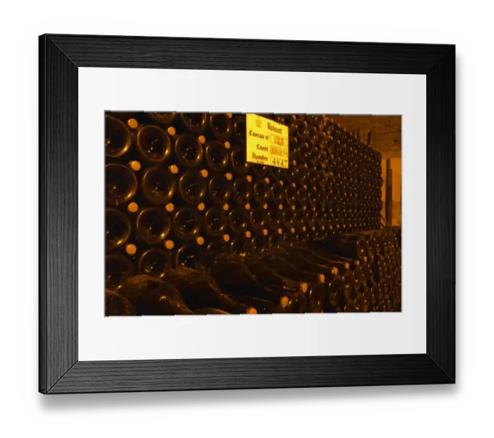 Framed Print : In the underground winecellar that is an old chalk quarry: thousands (4047) of bottles Framed Print : In the underground winecellar that is an old chalk quarry: thousands (4047) of bottles