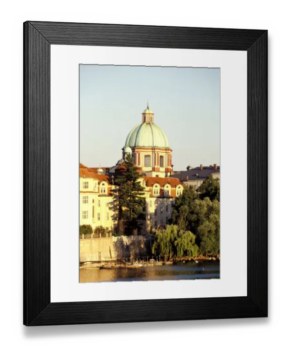 Framed Print : Europe, Czech Republic, Prague. Saint Francis Seraphinus Church and the Vltava