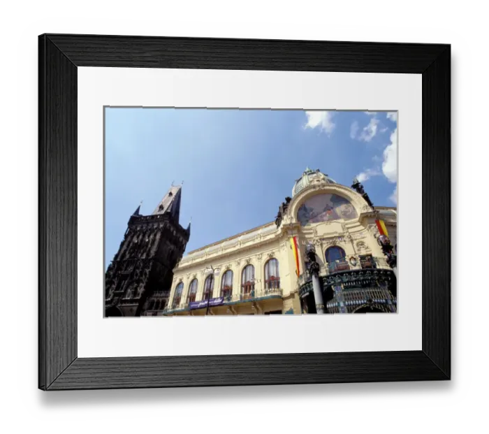 Framed Print : Europe, Czech Republic, Prague. Municipal House and Powder Tower