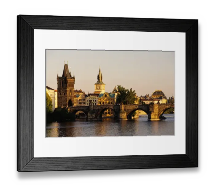 Framed Print : Czech Republic, Prague. Charles Bridge, Old Town Bridge Tower and Water Tower