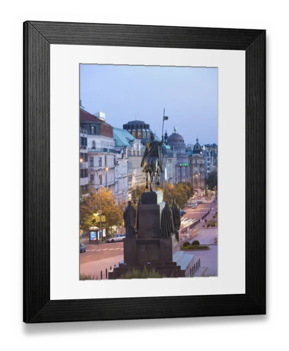 Framed Print : View from National Museum, top of Wenceslas Square, Historical Center of Prague-UNESCO