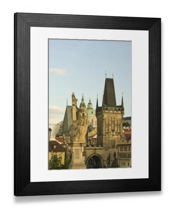 Framed Print : View from Charles Bridge (Karluv most), founded in 1357, Baroque Sculptures from the 18th Century Framed Print : View from Charles Bridge (Karluv most), founded in 1357, Baroque Sculptures from the 18th Century