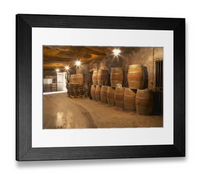 Framed Print : The underground winery and cellar in an old stone quarry, Chateau Belair (Bel Air) 1st Framed Print : The underground winery and cellar in an old stone quarry, Chateau Belair (Bel Air) 1st