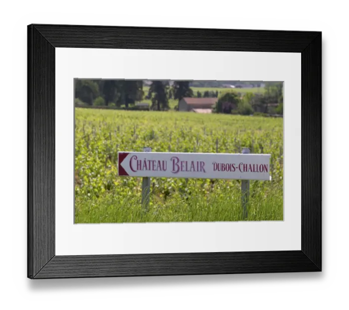 Framed Print : A sign pointing to Chateau Belair Cubois-Challon Chateau Belair (Bel Air) 1st Framed Print : A sign pointing to Chateau Belair Cubois-Challon Chateau Belair (Bel Air) 1st