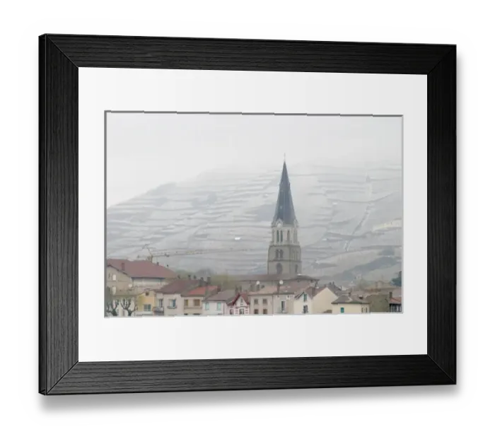 Framed Print : The roof tops and the church. The Hermitage vineyards on the hill behind the city Framed Print : The roof tops and the church. The Hermitage vineyards on the hill behind the city