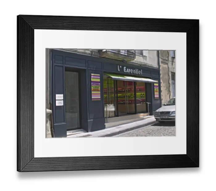 Framed Print : Wine shop and cafe in Saint Emilion called L Essentiel (The Essential) Thunevin Framed Print : Wine shop and cafe in Saint Emilion called L Essentiel (The Essential) Thunevin