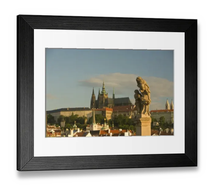 Framed Print : View from Charles Bridge (Karluv most), founded in 1357 towards Prague Castle, Baroque