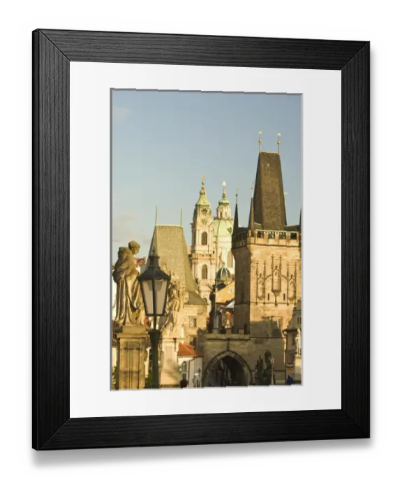 Framed Print : View from Charles Bridge (Karluv most), founded in 1357, Baroque Sculptures from the 18th Century Framed Print : View from Charles Bridge (Karluv most), founded in 1357, Baroque Sculptures from the 18th Century