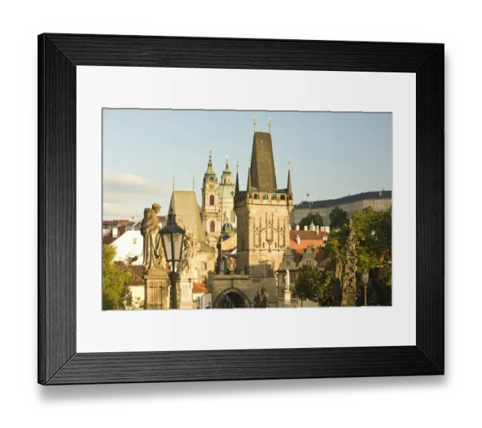 Framed Print : View from Charles Bridge (Karluv most), founded in 1357, Baroque Sculptures from the 18th Century