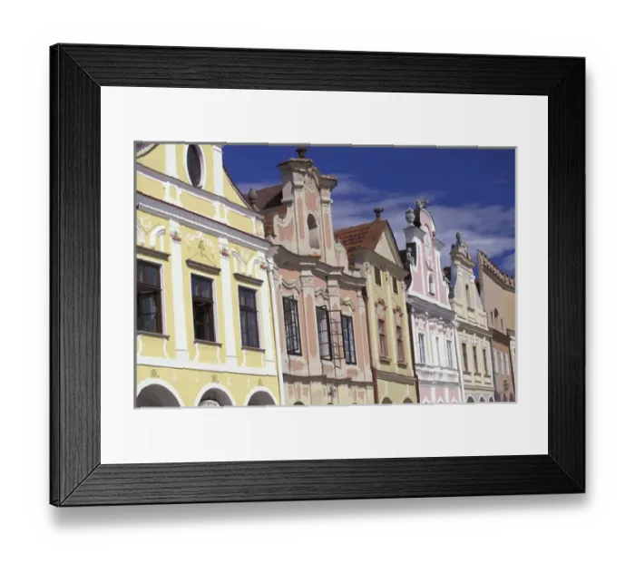 Framed Print : Europe, Czech Republic, South Moravia, Telc 16th C. Renaissance houses; Namesti Framed Print : Europe, Czech Republic, South Moravia, Telc 16th C. Renaissance houses; Namesti
