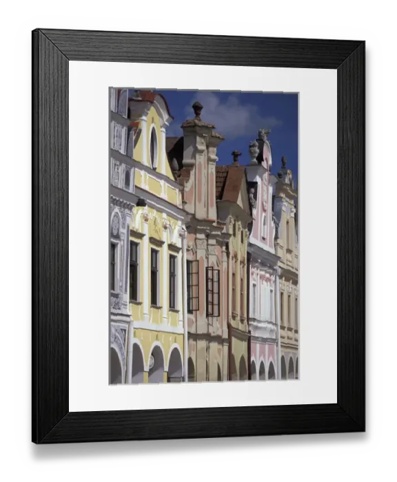 Framed Print : Europe, Czech Republic, South Moravia, Telc 16th C. Renaissance houses; Namesti Framed Print : Europe, Czech Republic, South Moravia, Telc 16th C. Renaissance houses; Namesti