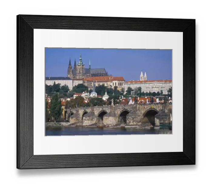 Framed Print : Eastern Europe, Czech Republic, Prague, St. Charles Bridge across the Vltava River