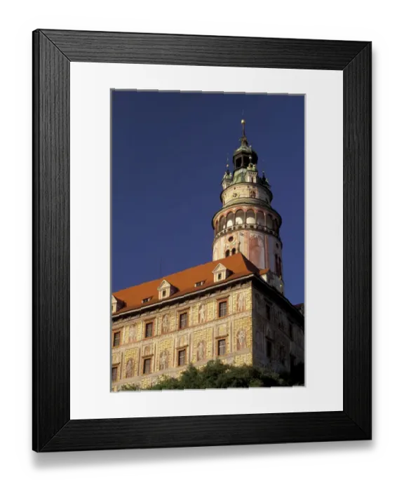 Framed Print : Europe, Czech Republic, South Bohemia, Cesky Krumlov Krumlov Chateau, Round Tower