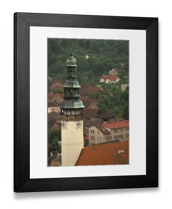 Framed Print : Europe, Czech Republic, West Bohemia, Domazlice Town view from Deans Church Tower