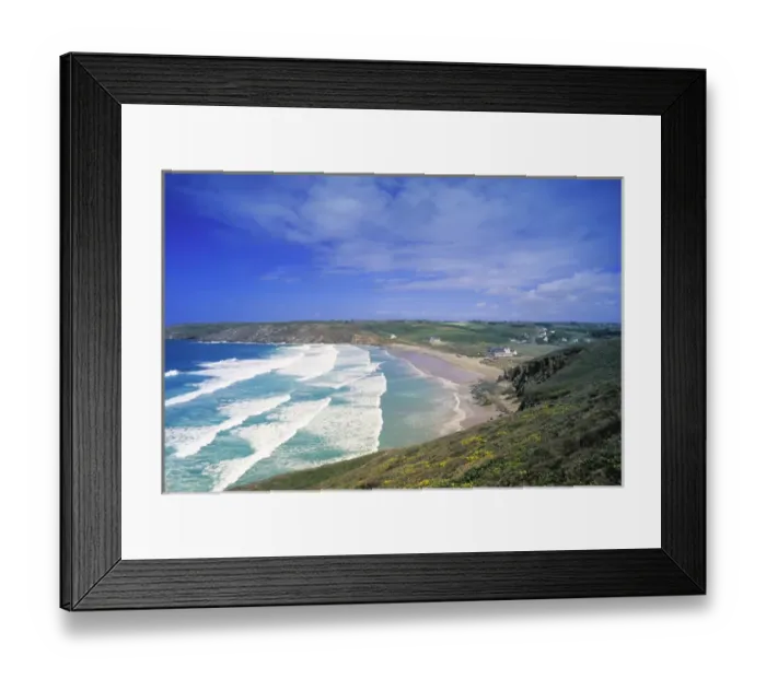 Framed Print : EU, France, Brittany, Finistere, Pointe Du Raz. Baie des Trepasses, Beach