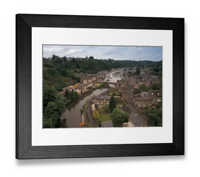 Framed Print : EU, France, Brittany, Cotes d Armor, Dinan. View of Rance River Port Area