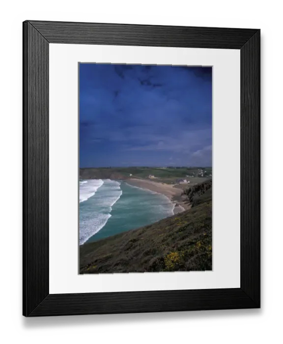 Framed Print : EU, France, Brittany, Finistere, Pointe du Raz, Baie des Trepasses, Beach