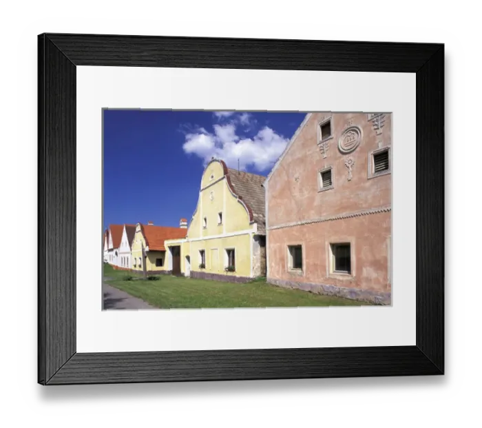 Framed Print : Europe, Czech Republic, South Bohemia, Holasovice 19th C. Folk Baroque style; barn