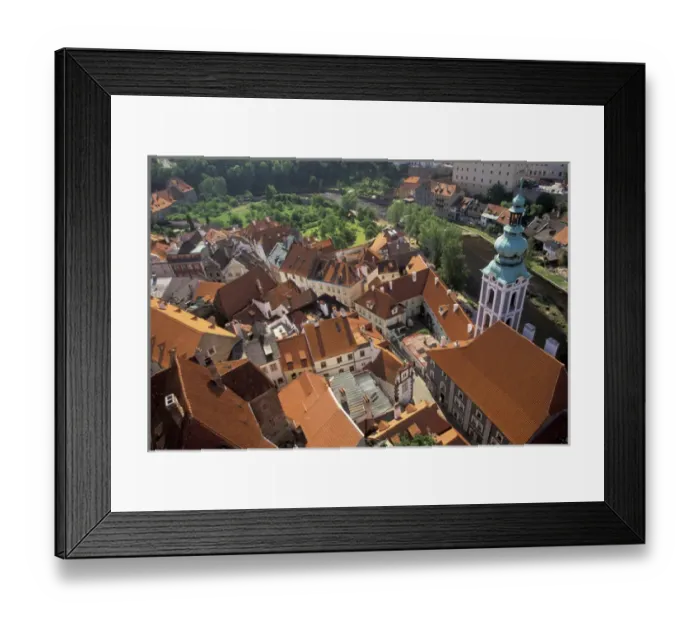 Framed Print : Europe, Czech Republic, South Bohemia, Cesky Krumlov Town view from Round Tower