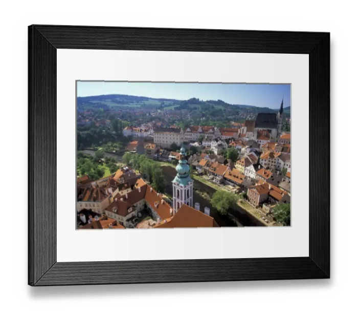 Framed Print : Europe, Czech Republic, South Bohemia, Cesky Krumlov Town view from Round Tower