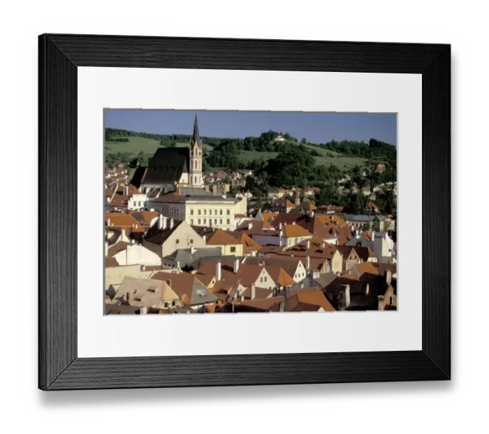 Framed Print : Europe, Czech Republic, South Bohemia, Cesky Krumlov Town view from Krumlov Chateau