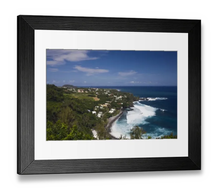 Framed Print : France, Reunion Island, South Reunion, Manapany-les-Bains seaside town Framed Print : France, Reunion Island, South Reunion, Manapany-les-Bains seaside town