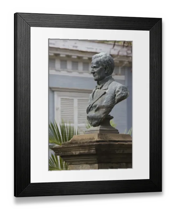 Framed Print : France, Reunion Island, St-Denis, bust of Julien Theodore Drouhet, colonial era senator