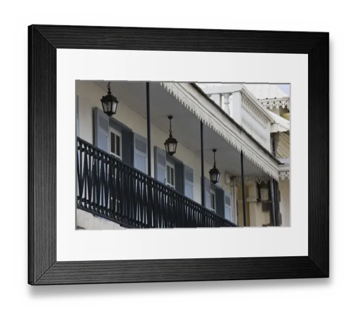 Framed Print : France, Reunion Island, St-Denis, Colonial balcony on Rue Marechal Leclerc