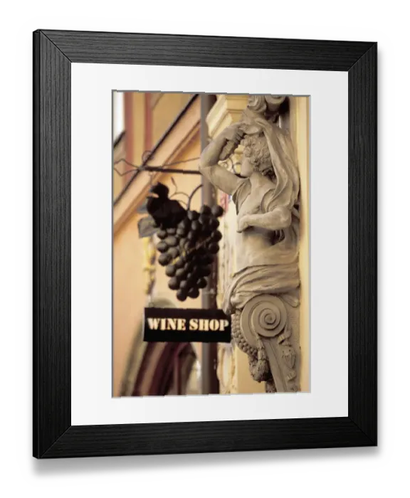 Framed Print : Europe, Czech Republic, Cent. Bohemia, Prague (Praha) Old Town; wine shop detail