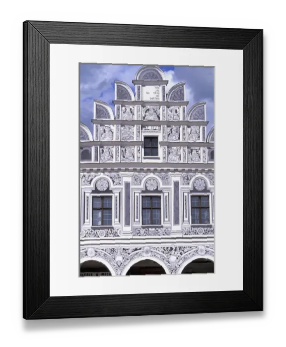 Framed Print : Europe, Czech Republic, South Moravia, Telc Renaissance House detail; Namesti Framed Print : Europe, Czech Republic, South Moravia, Telc Renaissance House detail; Namesti