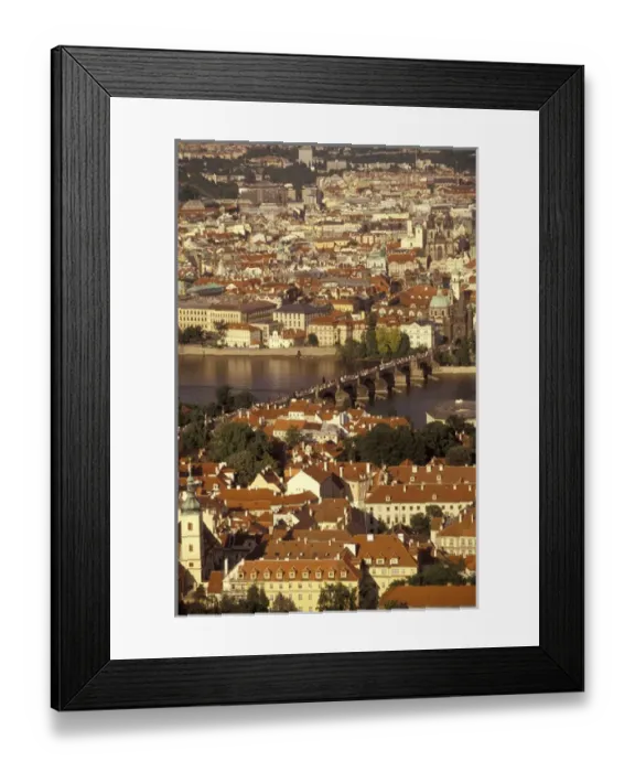 Framed Print : Europe, Czech Republic, Cent. Bohemia, Prague (Praha) Charles Bridge and Old Town