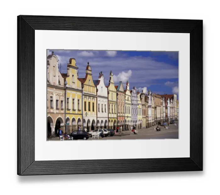 Framed Print : Europe, Czech Republic, Telc. 16th Century renaissance houses Framed Print : Europe, Czech Republic, Telc. 16th Century renaissance houses