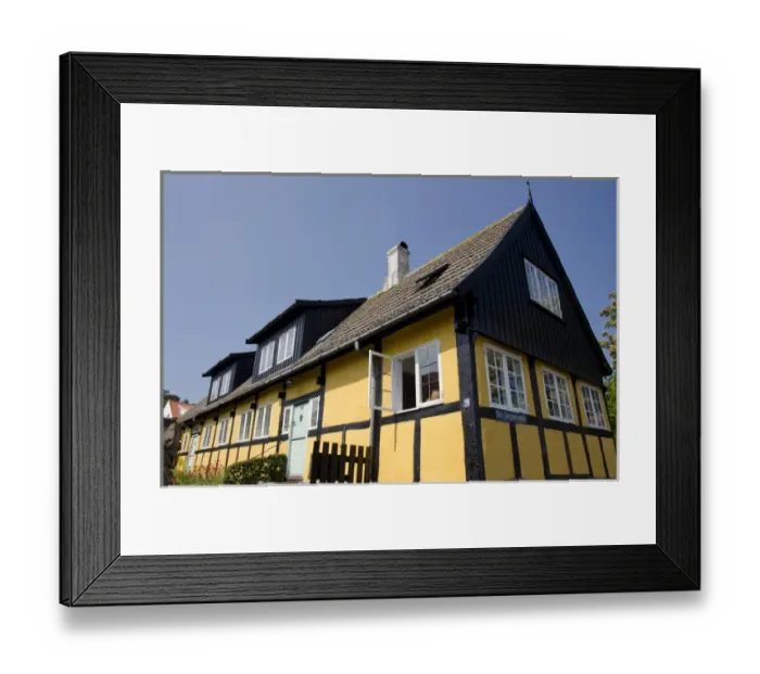 Framed Print : Denmark, Island of Bornholm, Gudhjem. Picturesque fishing village of Gudhjem located