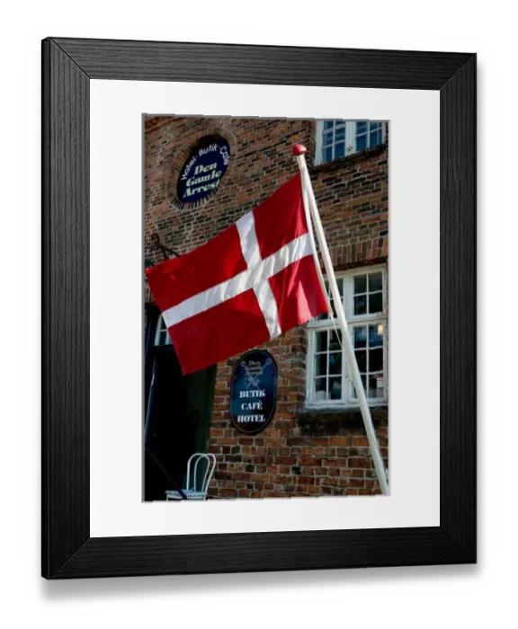Framed Print : Danish flag, Ribe, Jutland, Denmark Framed Print : Danish flag, Ribe, Jutland, Denmark