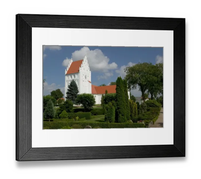 Framed Print : A typical village church in Haarby, Fyn, Denmark Framed Print : A typical village church in Haarby, Fyn, Denmark