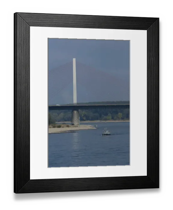 Framed Print : Germany, Bonn. Rhine River views of the Bonn Bridge at mile marker 654 Framed Print : Germany, Bonn. Rhine River views of the Bonn Bridge at mile marker 654