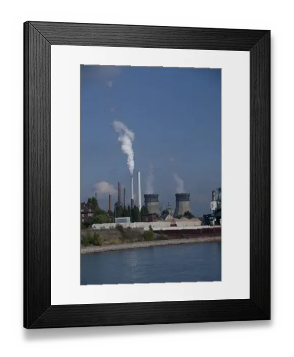 Framed Print : Germany. Power Plant along the Rhine River between Wesseling & Godorf, mile marker 670