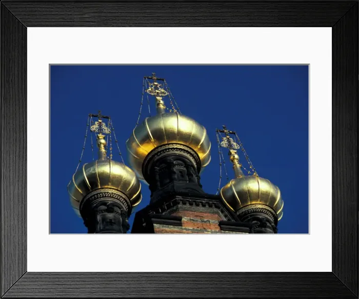 Framed Print : Denmark, Copenhagen Domes of Orthodox Church