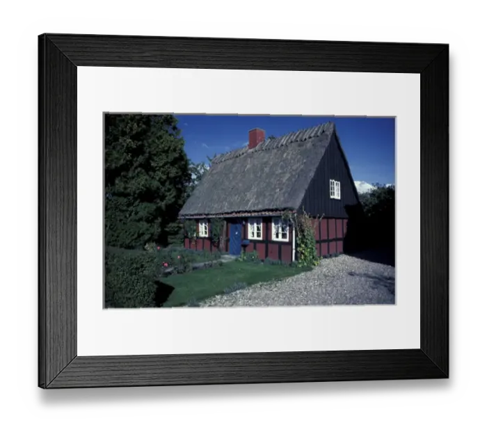 Framed Print : Europe, Denmark, Fyn Island. Thatched roof cottage Framed Print : Europe, Denmark, Fyn Island. Thatched roof cottage