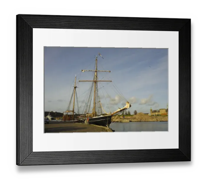 Framed Print : Denmark, Sjaelland, Helsingor. Old sailing ship in the harbor Framed Print : Denmark, Sjaelland, Helsingor. Old sailing ship in the harbor