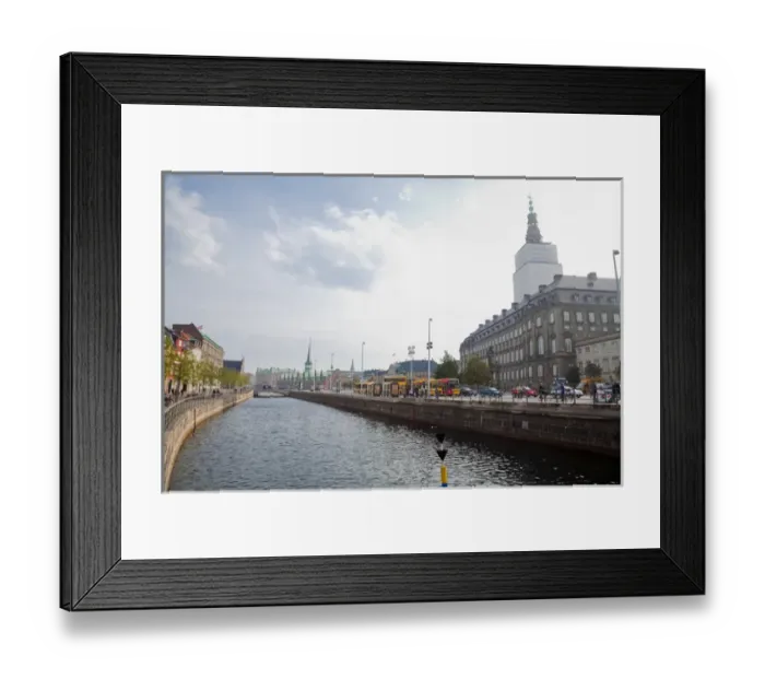 Framed Print : Copenhagen, Denmark - A canal running through an old world city. Horizontal shot
