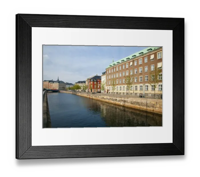 Framed Print : Copenhagen, Denmark - A canal running through an old world city. Horizontal shot