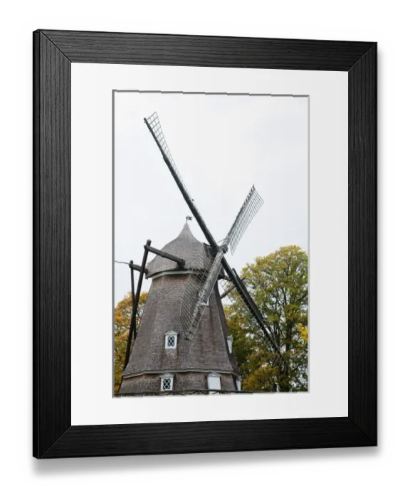 Framed Print : Copenhagen, Denmark - A historic old style windmill after having been restored. Vertical