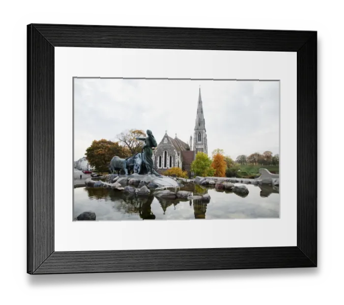 Framed Print : Copenhagen, Denmark - An ancient church with a steeple in a rural setting. In Framed Print : Copenhagen, Denmark - An ancient church with a steeple in a rural setting. In