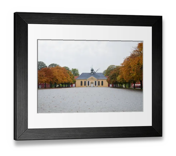Framed Print : Copenhagen, Denmark - A large parade ground is lined with trees. In the background Framed Print : Copenhagen, Denmark - A large parade ground is lined with trees. In the background