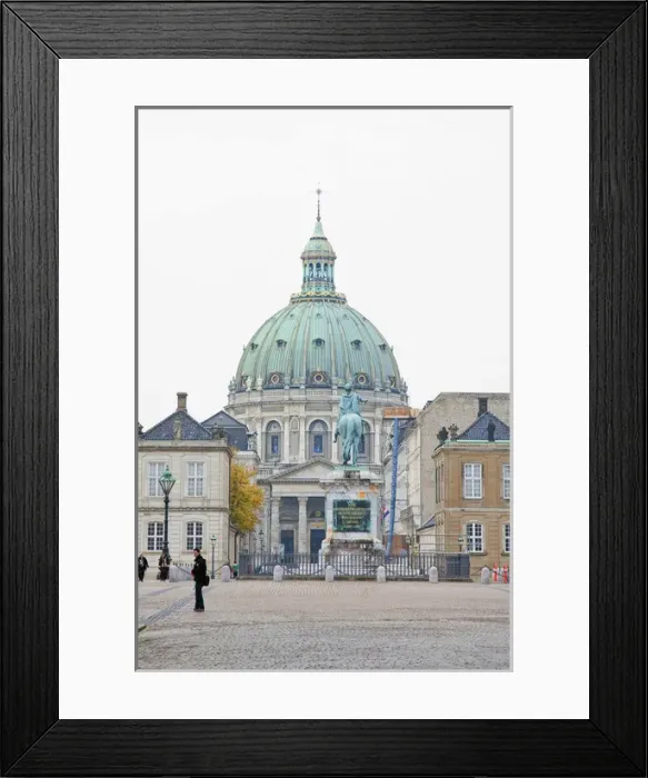 Framed Print : Copenhagen, Denmark - An ornate, domed building with a statue in the foreground