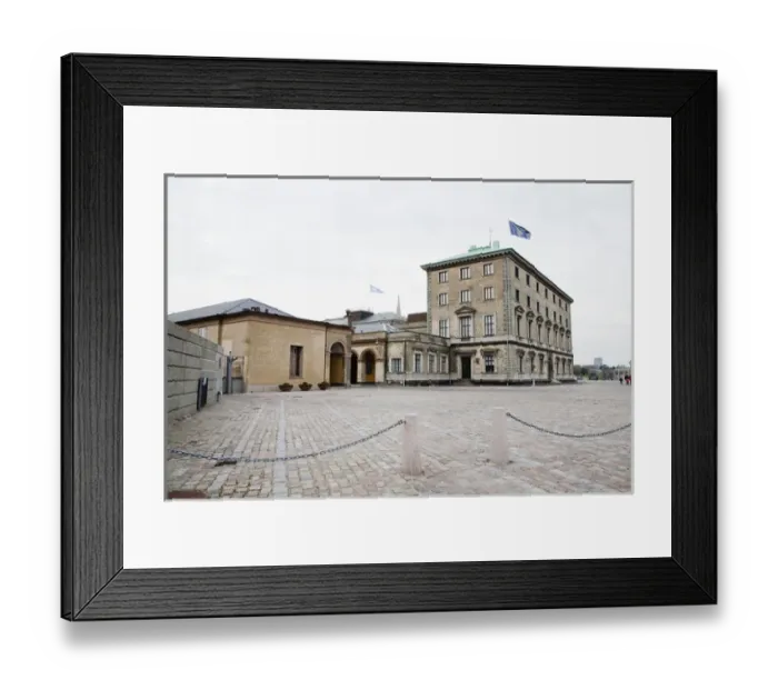 Framed Print : Copenhagen, Denmark - Cobblestone square in front of an old world building. Horizontal Framed Print : Copenhagen, Denmark - Cobblestone square in front of an old world building. Horizontal