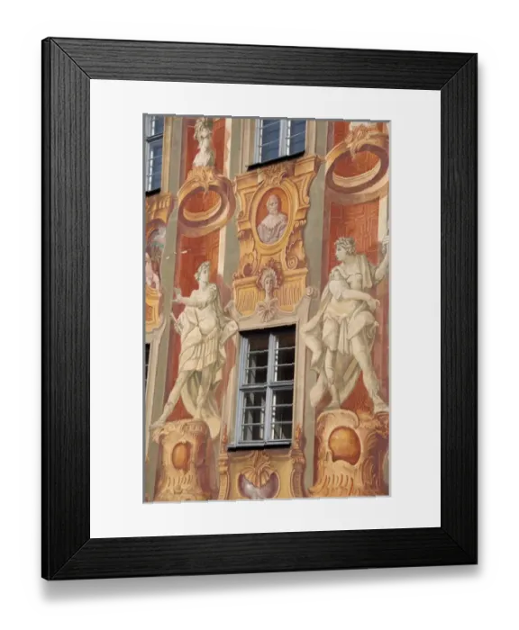 Framed Print : Germany, Bamberg. Historic 14th century Baroque & Rococo Old Town Hall. Colorful frescoes