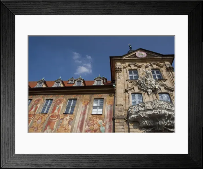 Framed Print : Germany, Bamberg. Historic 14th century Baroque & Rococo Old Town Hall. Colorful frescoes