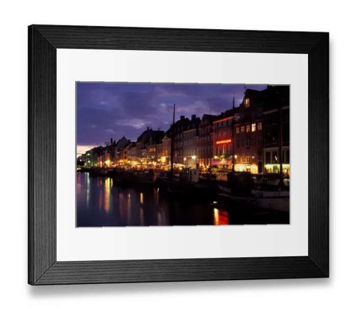 Framed Print : Denmark, Copenhagen, Nyhavn at dusk Framed Print : Denmark, Copenhagen, Nyhavn at dusk